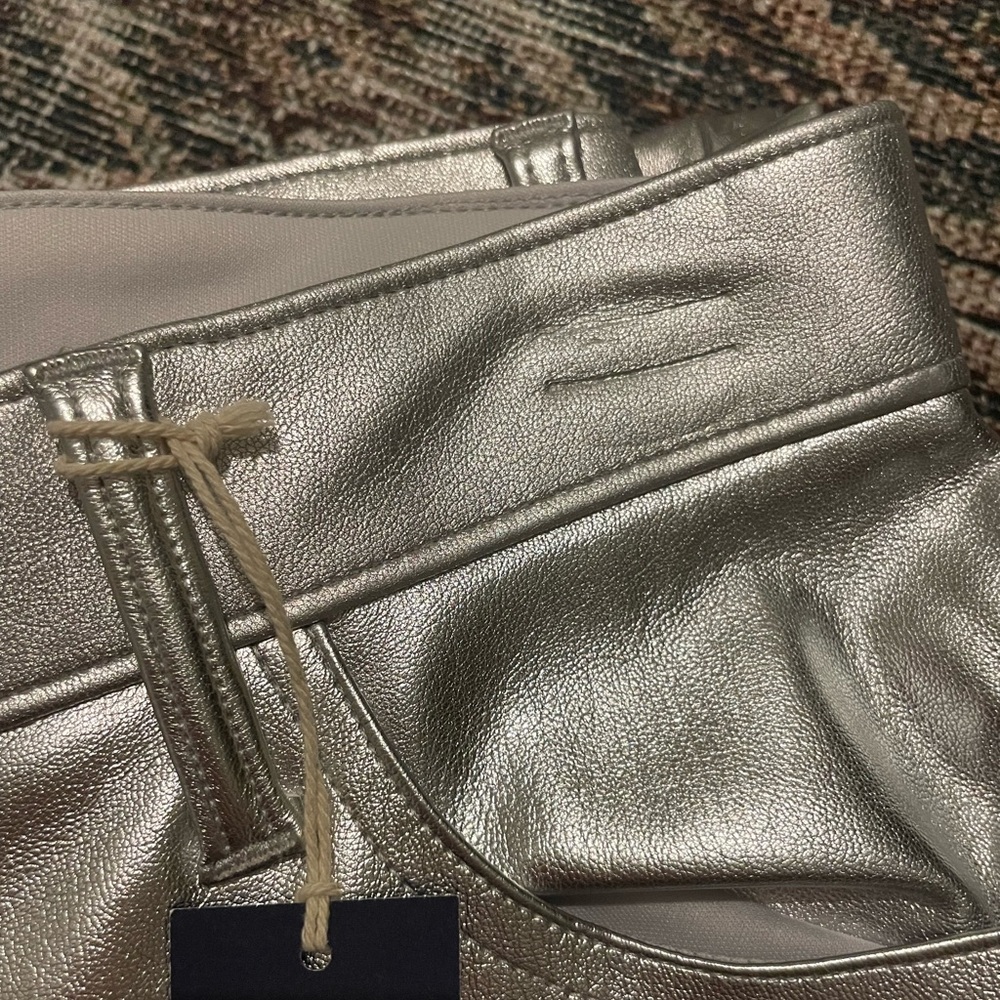 Abercrombie and Fitch • Silver Vegan Leather 90s Relaxed Pant - Picture 5 of 7